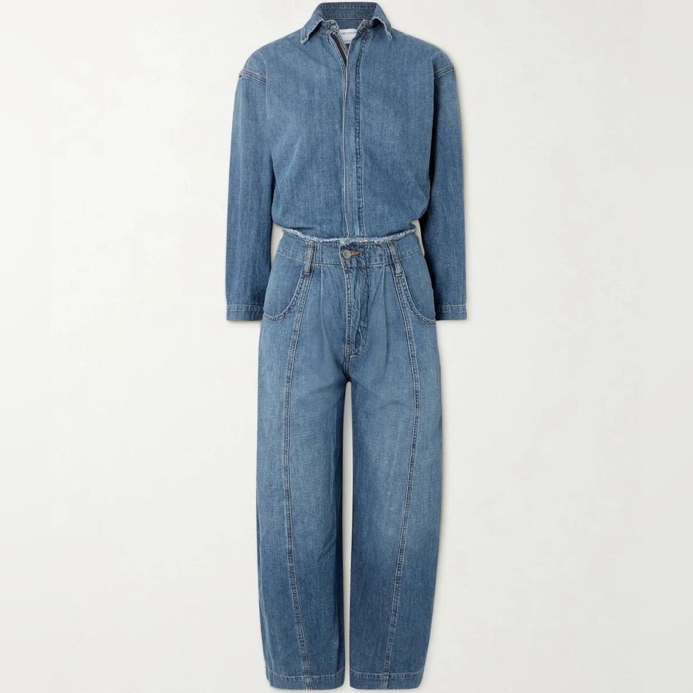 Rivet Utility New Yorker Frayed Denim Jumpsuit NEW